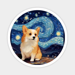 corgi, van gogh style, starry night, Post-impressionism Magnet